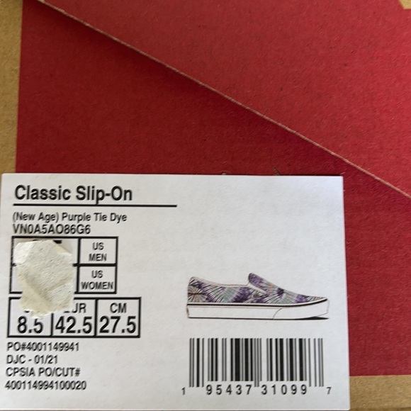 Vans Men’s Classic Slip-On New Age Purple Tie Dye Sneakers - Picture 16 of 16